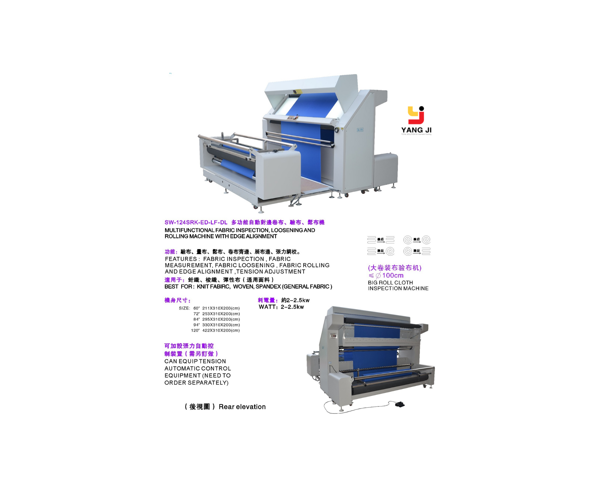 MÁY KIỂM VẢI  CÓ CĂN BIÊN GJN SW-124-LF-ED